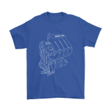german car engine 16V engine blueprint illustration t-shirt mens and womens