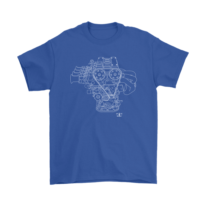 Toyota 4AGE Engine Blueprint Illustration t-shirt mens and womens