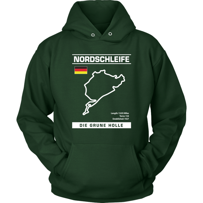 Nordschleife "Die Grune Holle" Track Outline Series Shirt and Hoodie