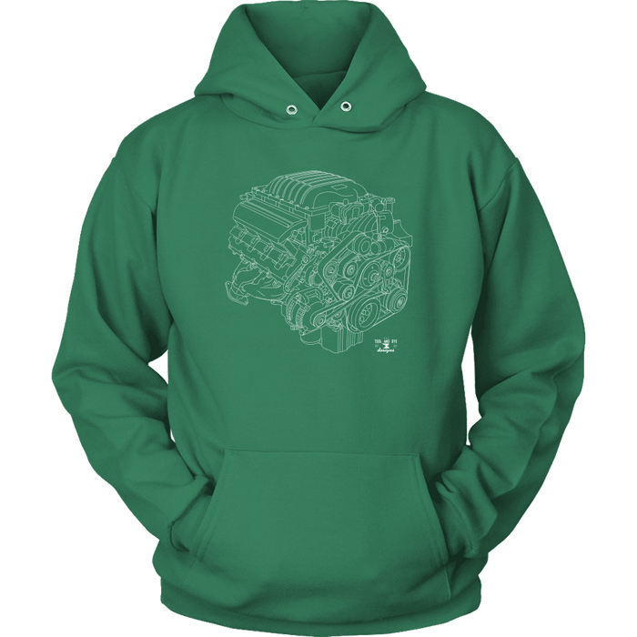 Dodge Hellcat Engine Blueprint Series Hoodie