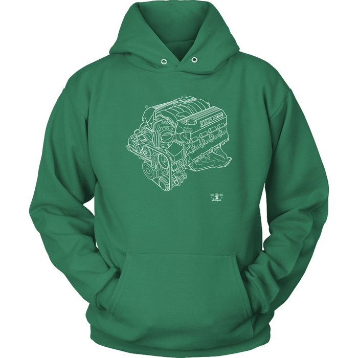 Engine Blueprint Illustration Hoodie like a Hemi 6.4L 392