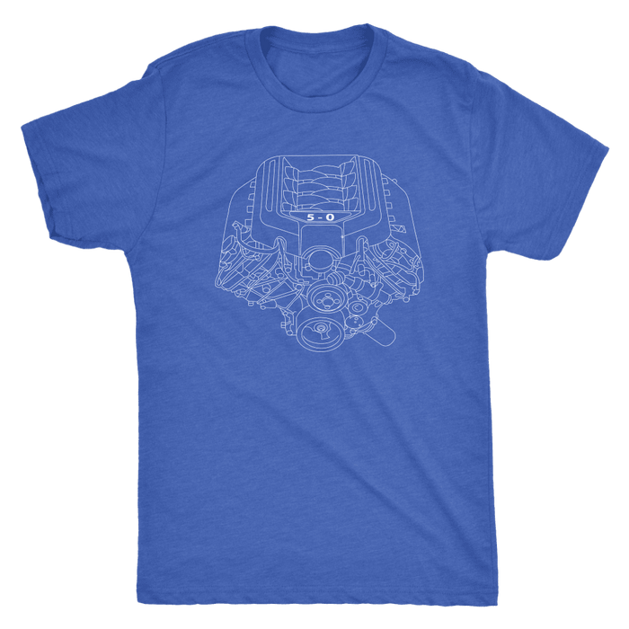 Engine Blueprint Illustration t-shirt Coyote Ford Mustang 5.0