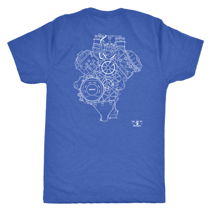 Engine Blueprint Series Ducati V4 Panigale front and rear print T-shirt and Hoodie