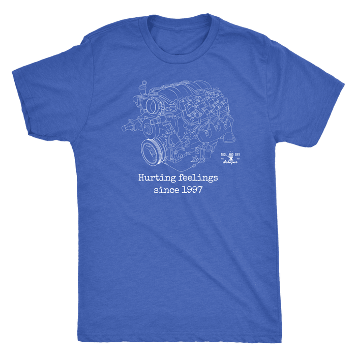 LS Engine Hurting Feelings Since 1997 V8 GM Engine Blueprint t-shirt ver. 2