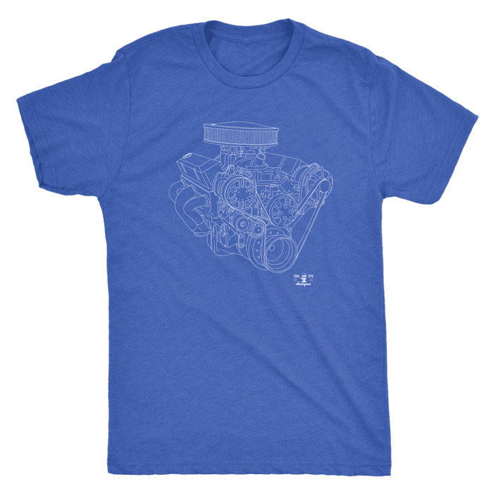 Small Block Chevy SBC Engine Blueprint Illustration T-shirt