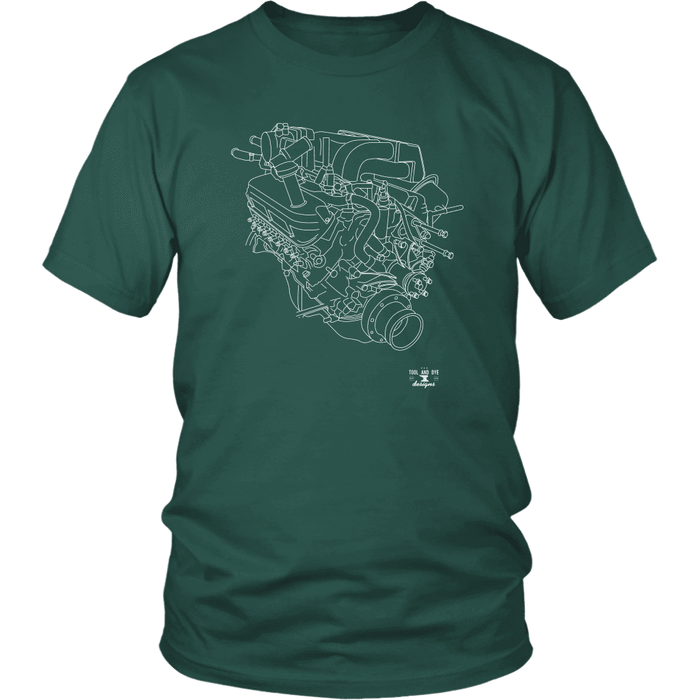 Ford 302 Boss V8 Engine Blueprint Illustration Series T-shirt