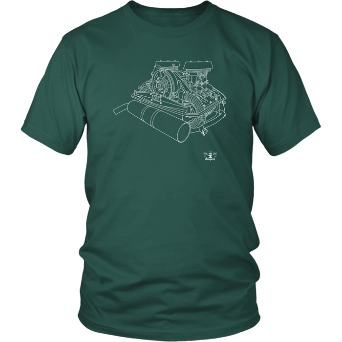 V2 Engine Blueprint Series Air Cooled Engine Blueprint Illustration Series t-shirt