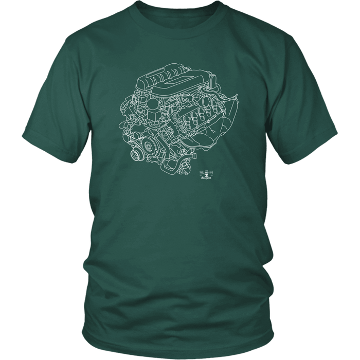 Audi R8 V10 Engine Blueprint Illustration Series T-shirt