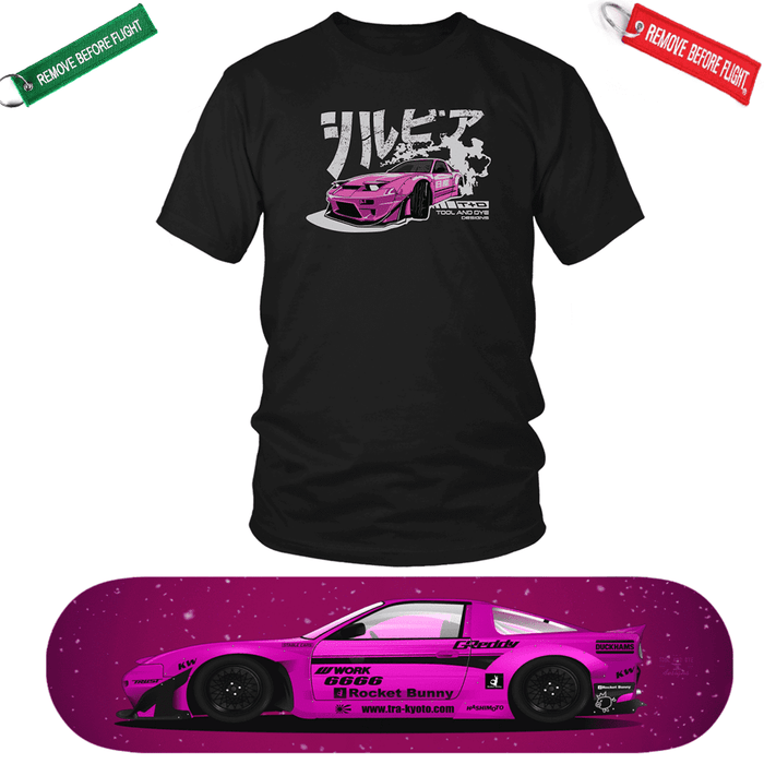 Nissan Silvia Skateboard Deck and Premium T-shirt Bundle ++