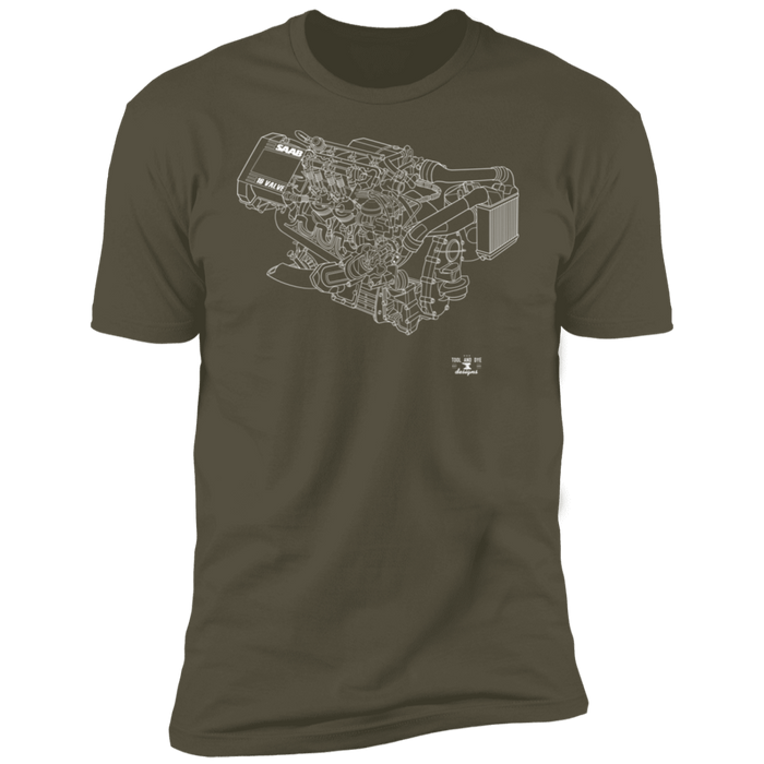 Saab 16v Engine Blueprint T-shirt (many colors)