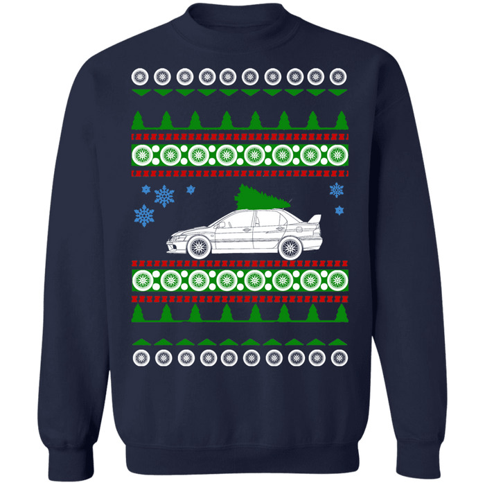 Mitsubishi Lancer Evo Evolution IX 9 Ugly christmas sweater green tree