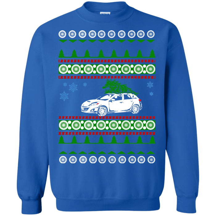 Mazda speed 3 ugly christmas sweater sweatshirt 3/4 view