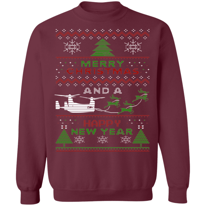 Military Helicopter Osprey Ugly Christmas Sweater V2