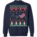 USA American Flag Heartbeat Ugly Christmas Sweater sweatshirt