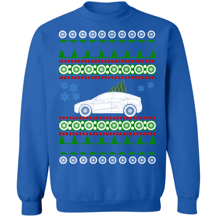 Electric Car Ugly Christmas Sweater Sweatshirt like Model Y Tesla