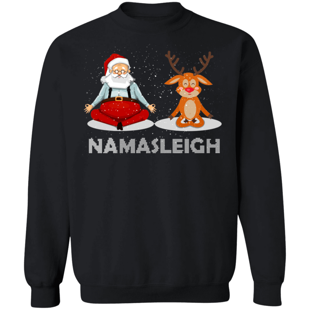 NamaSleigh Funny Santa Yoga Ugly Christmas Sweater namaste sweatshirt