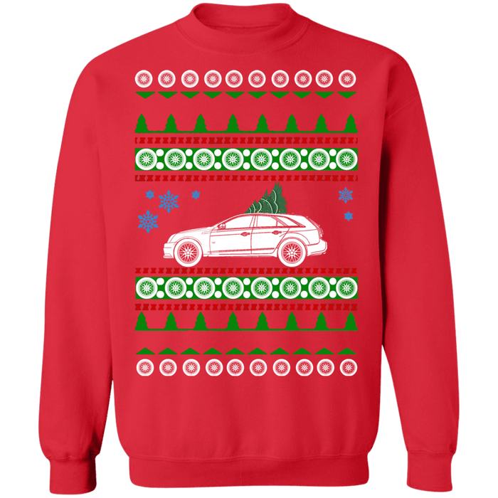 2012 Cadillac CTS-V Wagon large wheels Ugly Christmas Sweater sweatshirt