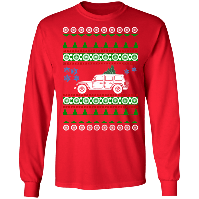 off road american vehicle Wrangler JL Ugly Christmas Sweater long sleeve t-shirt