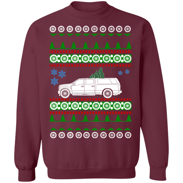 Ford F350 Super Duty truck ugly christmas sweater with topper