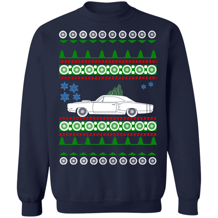 american car or truck like a  SuperBee Ugly Christmas Sweater S105. 1969 super bee