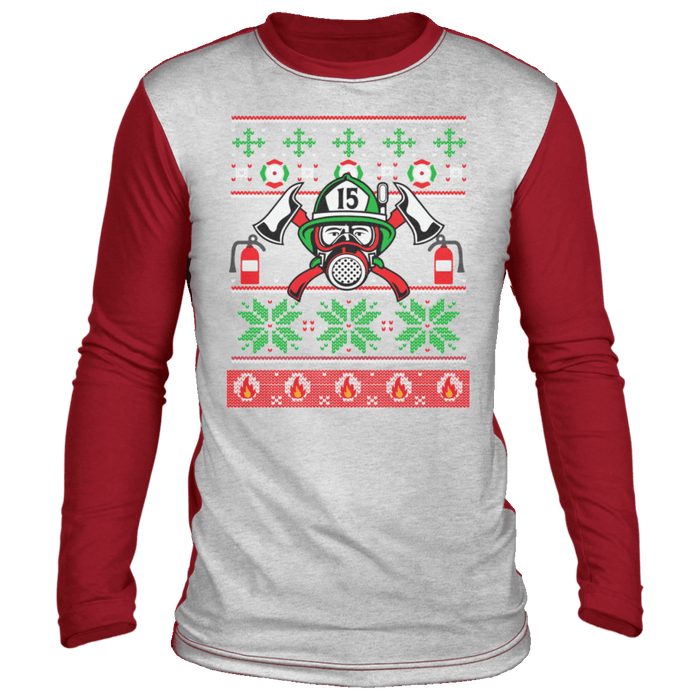 Firefighter Fireman Color Block Ugly Christmas Sweater sweatshirt