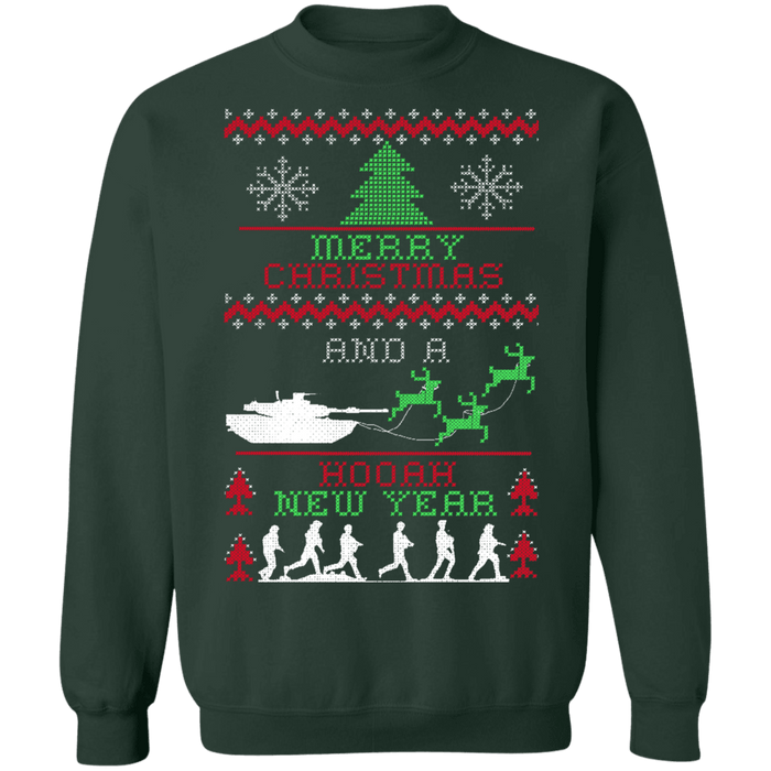 Hooah Ugly Christmas Sweater Military Armed Forces