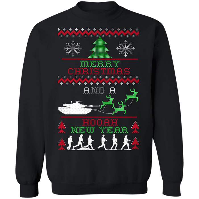 Hooah Ugly Christmas Sweater Military Armed Forces