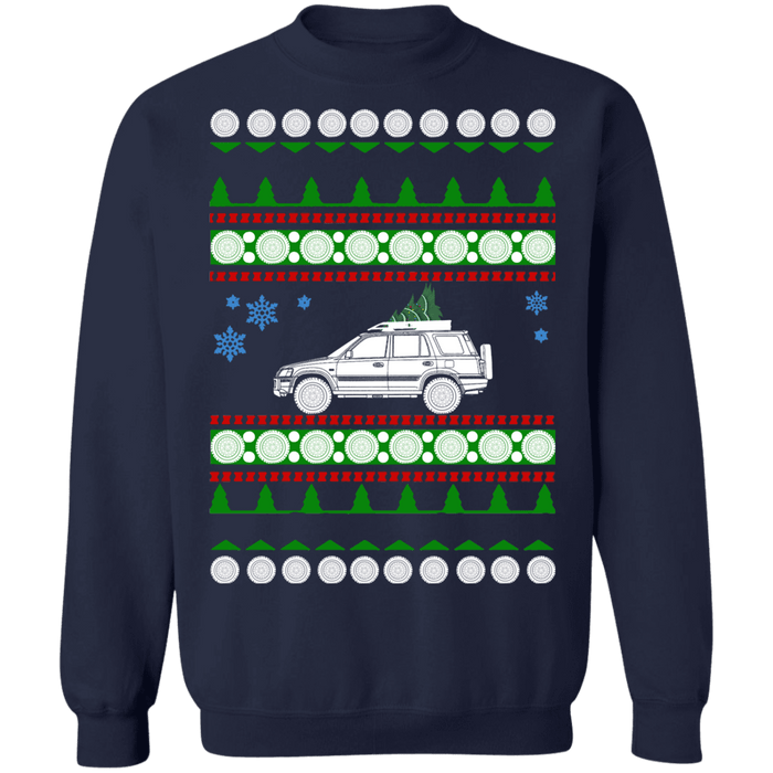 Lifted SUV like CRV with roofrack Ugly Christmas Sweater Sweatshirt sweatshirt