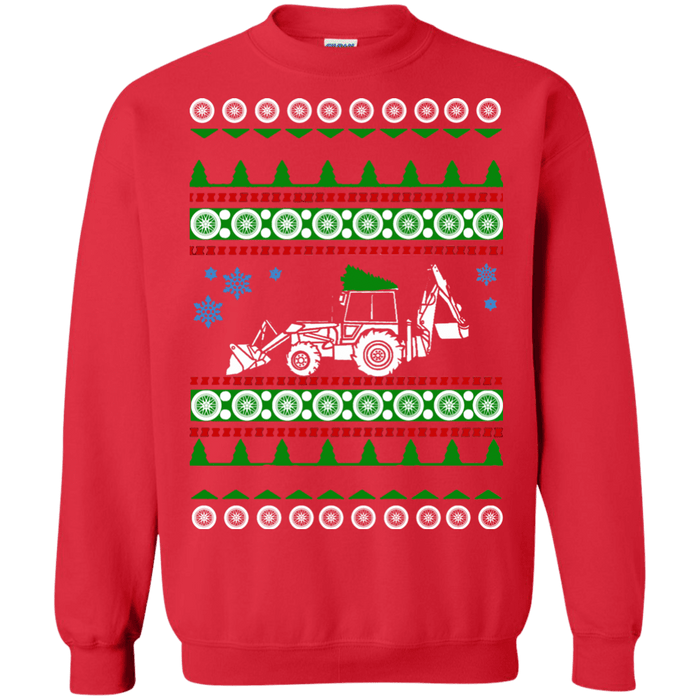 Backhoe ugly christmas sweater heavy equipment construction excavator sweatshirt