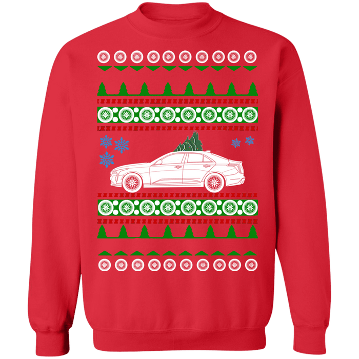 car like a Cadillac CT4-V ugly christmas sweater sweatshirt