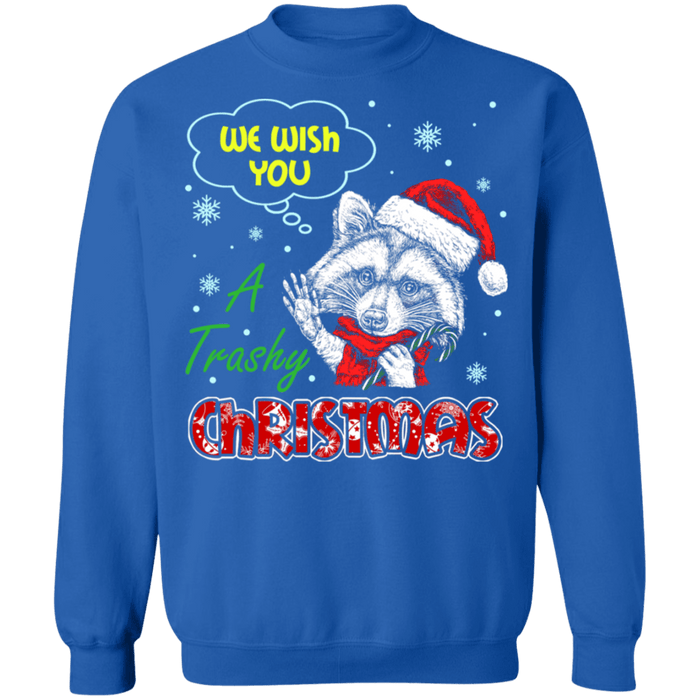 We wish you a trashy christmas racoon ugly christmas sweater sweatshirt