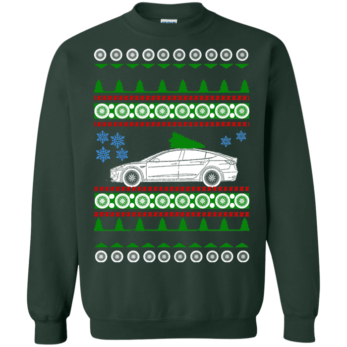 Electric Car Tesla Model 3 ugly christmas sweater sweatshirt