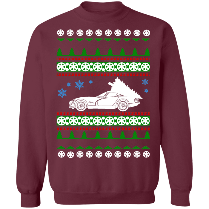 2nd Gen american car or truck like a  Viper Ugly Christmas Sweater (white tree)