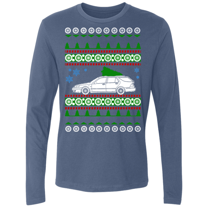 Saab 9-5 Aero Wagon Ugly Christmas "sweater" long sleeve t-shirt