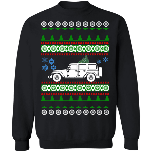 Truck like off road american vehicle Wrangler JK 4 door Ugly Christmas Sweater sweatshirt 2017