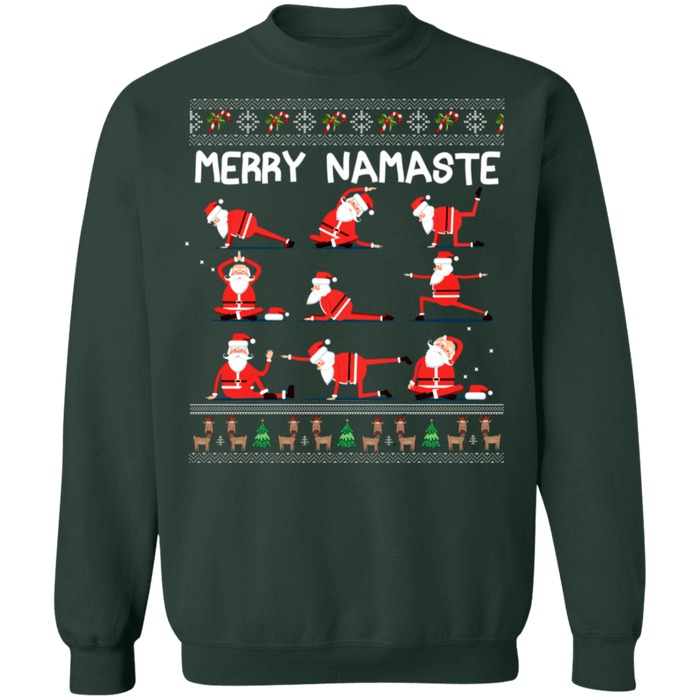 merry Namaste Yoga position Santa ugly christmas sweater sweatshirt