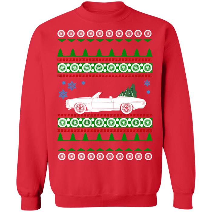 Chevy Chevelle Convertible Ugly Christmas Sweater Sweatshirt (smaller wheels) sweatshirt