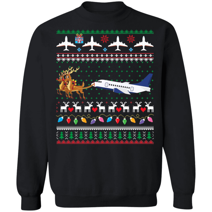 Airplane jet reindeer ugly christmas sweater sweatshirt