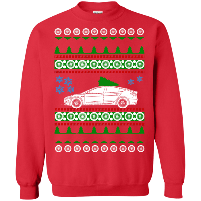 Electric Car Tesla Model 3 ugly christmas sweater sweatshirt