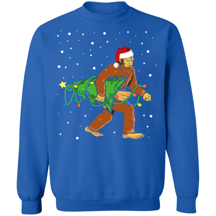 Sasquatch Carrying Christmas Tree Ugly Sweater sweatshirt