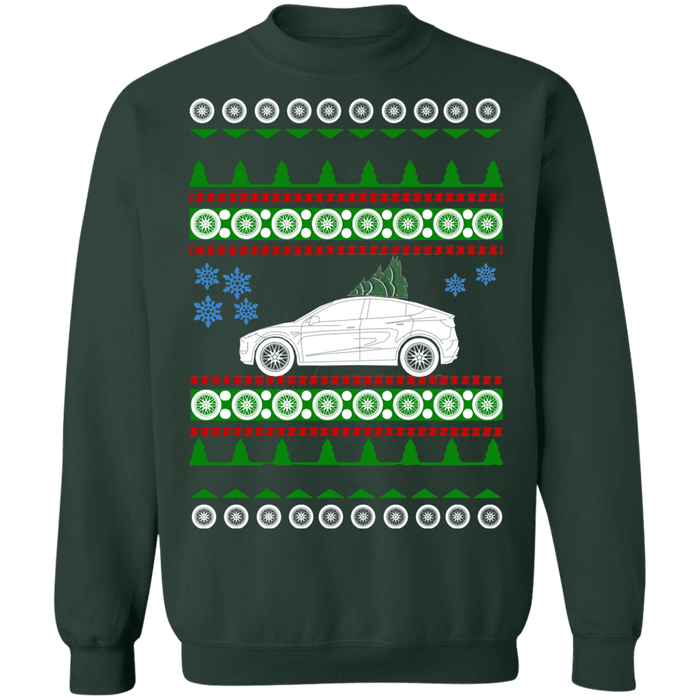 Electric Car Ugly Christmas Sweater Sweatshirt like Model Y Tesla