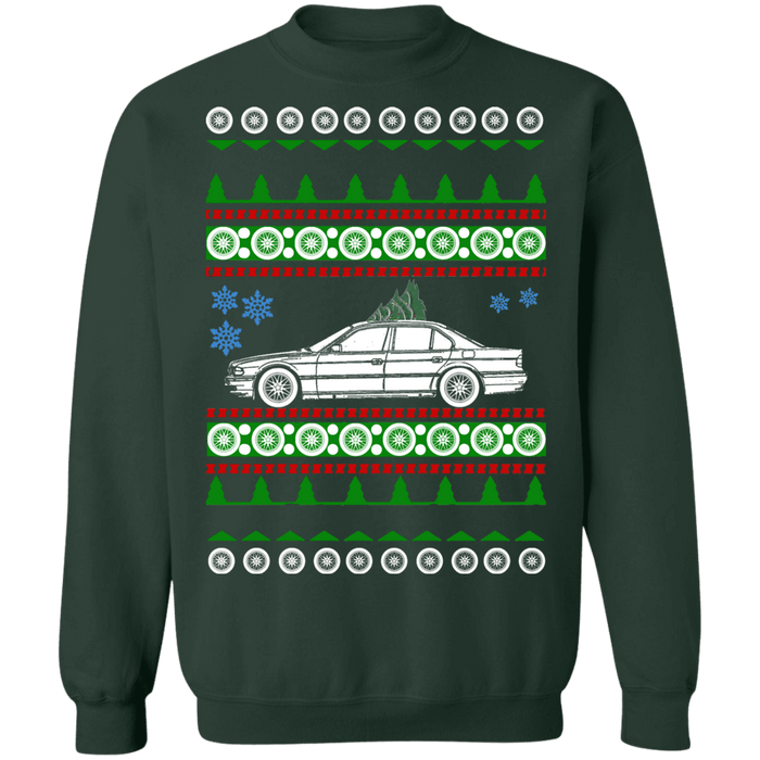 German car BMW 7 series E38 Ugly christmas sweater (1994-2001)