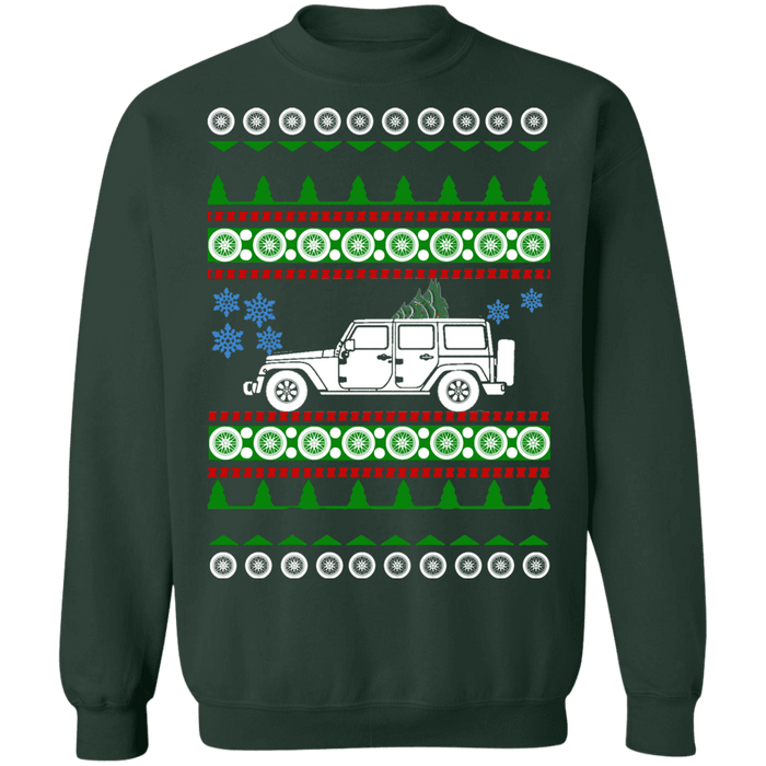 Truck like off road american vehicle Wrangler JK 4 door Ugly Christmas Sweater sweatshirt 2017