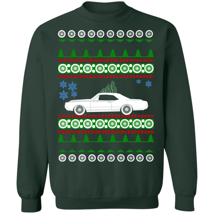 car like a 1st gen 442 Oldsmobile Ugly Christmas Sweater 1967