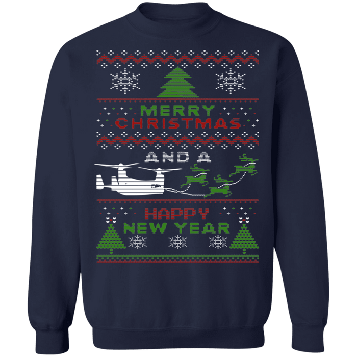 Military Helicopter Osprey Ugly Christmas Sweater V2