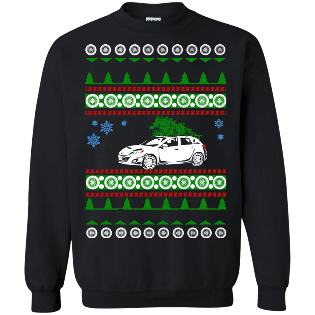 Mazda speed 3 ugly christmas sweater sweatshirt 3/4 view
