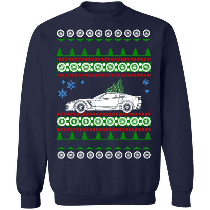 Corvette C7  Ugly Christmas Sweater Green Tree sweatshirt