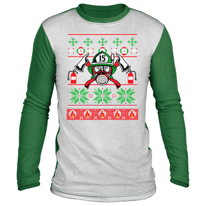 Firefighter Fireman Color Block Ugly Christmas Sweater sweatshirt