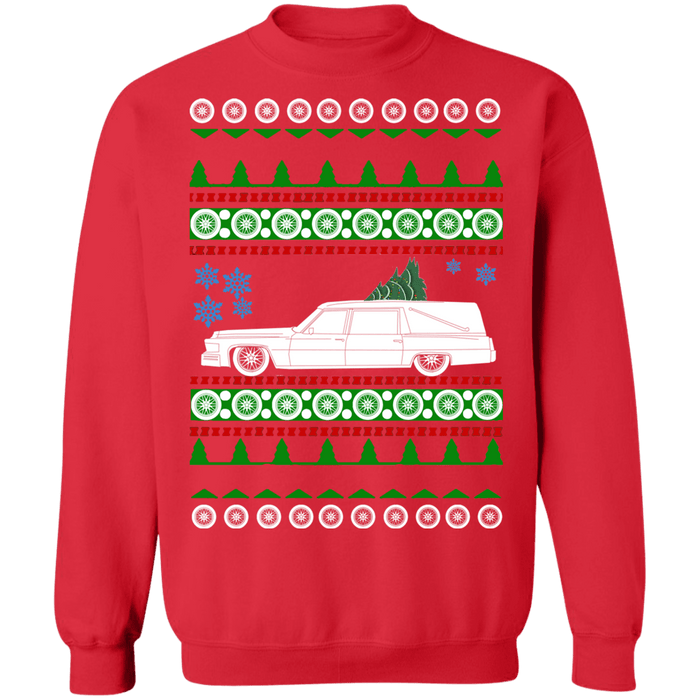 1977 Cadillac Hearse ugly christmas sweater