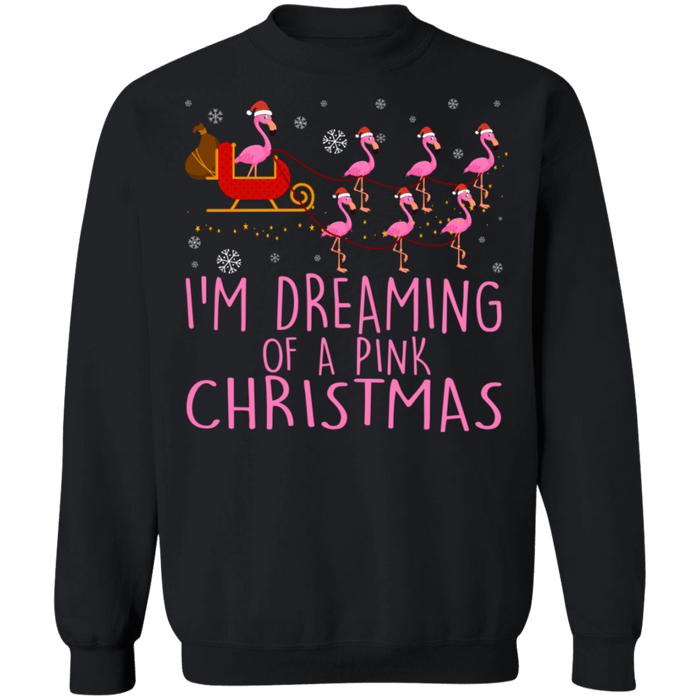 Flamingos Dreaming of a pink christmas ugly sweater sweatshirt